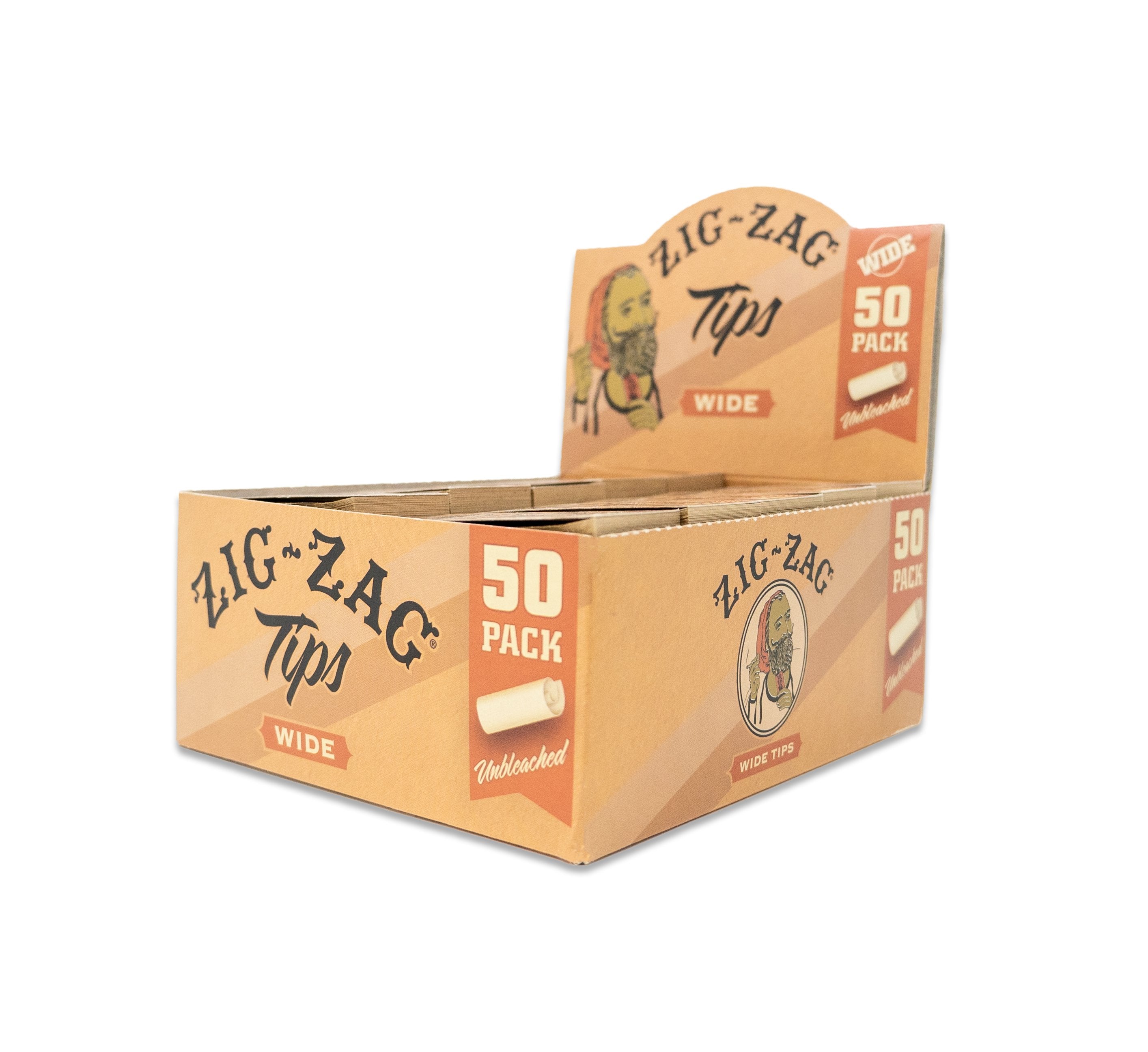 ZIG-ZAG UNBLEACHED WIDE TIPS 50PK/DISPLAY