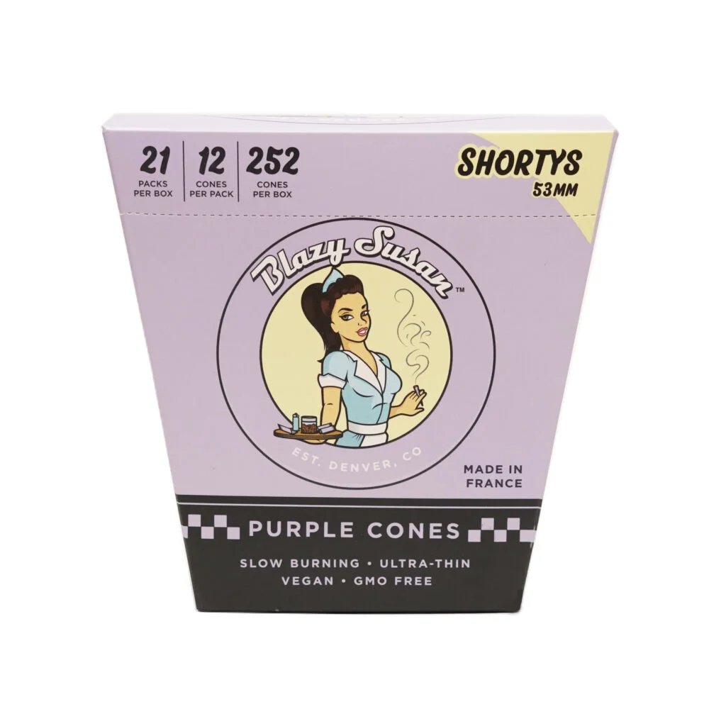 BLAZY SUSAN PURPLE PRE ROLLED SHORT CONES 53MM 21CT/DISPLAY