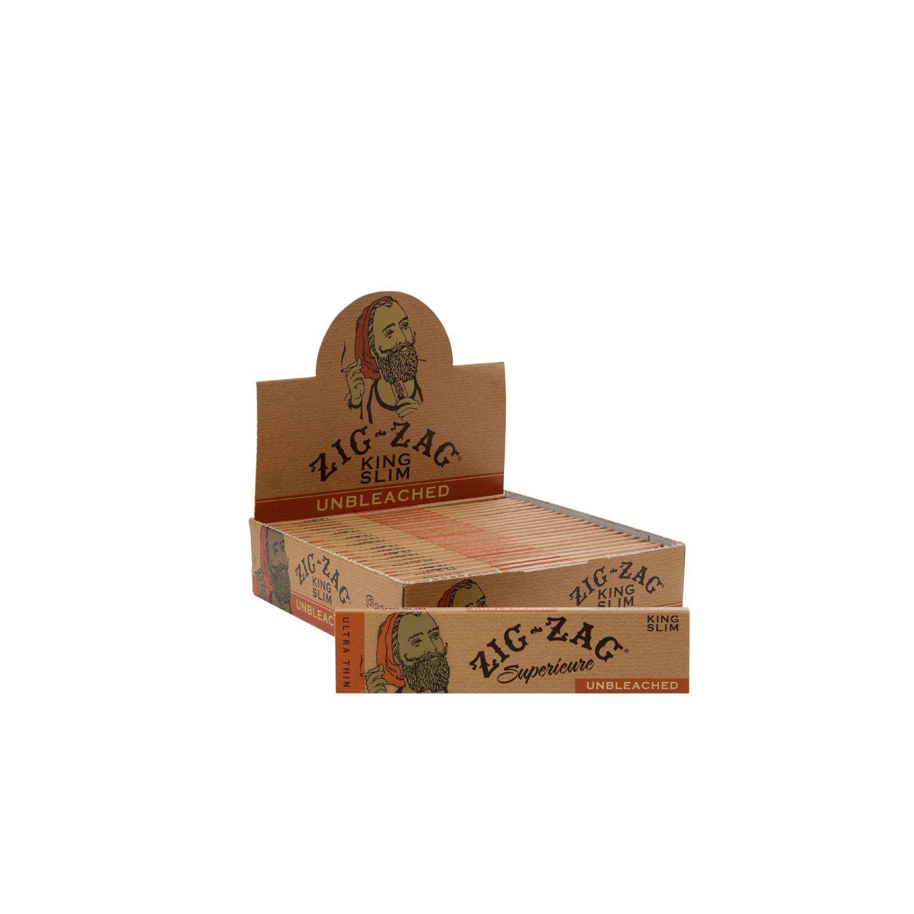 ZIG-ZAG UNBLEACHED ROLLING PAPERS KING SLIM (24CT/DISPLAY)