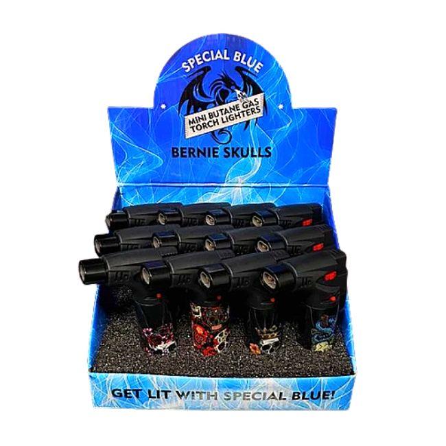 SPECIAL BLUE BERNIE SKULLS TORCH LIGHTER (LT125M) 12CT/DISPLAY