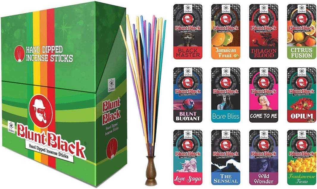 BLUNT BLACK JUMBO 19" HAND DIPPED INCENSE STICKS 30 STICKS / POUCH 24 POUCH / DISPLAY