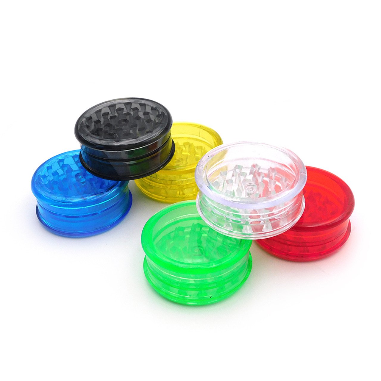 TRANSPARENT MANUAL PLASTIC GRINDER ASSORTED COLOR 12CT/DISPLAY