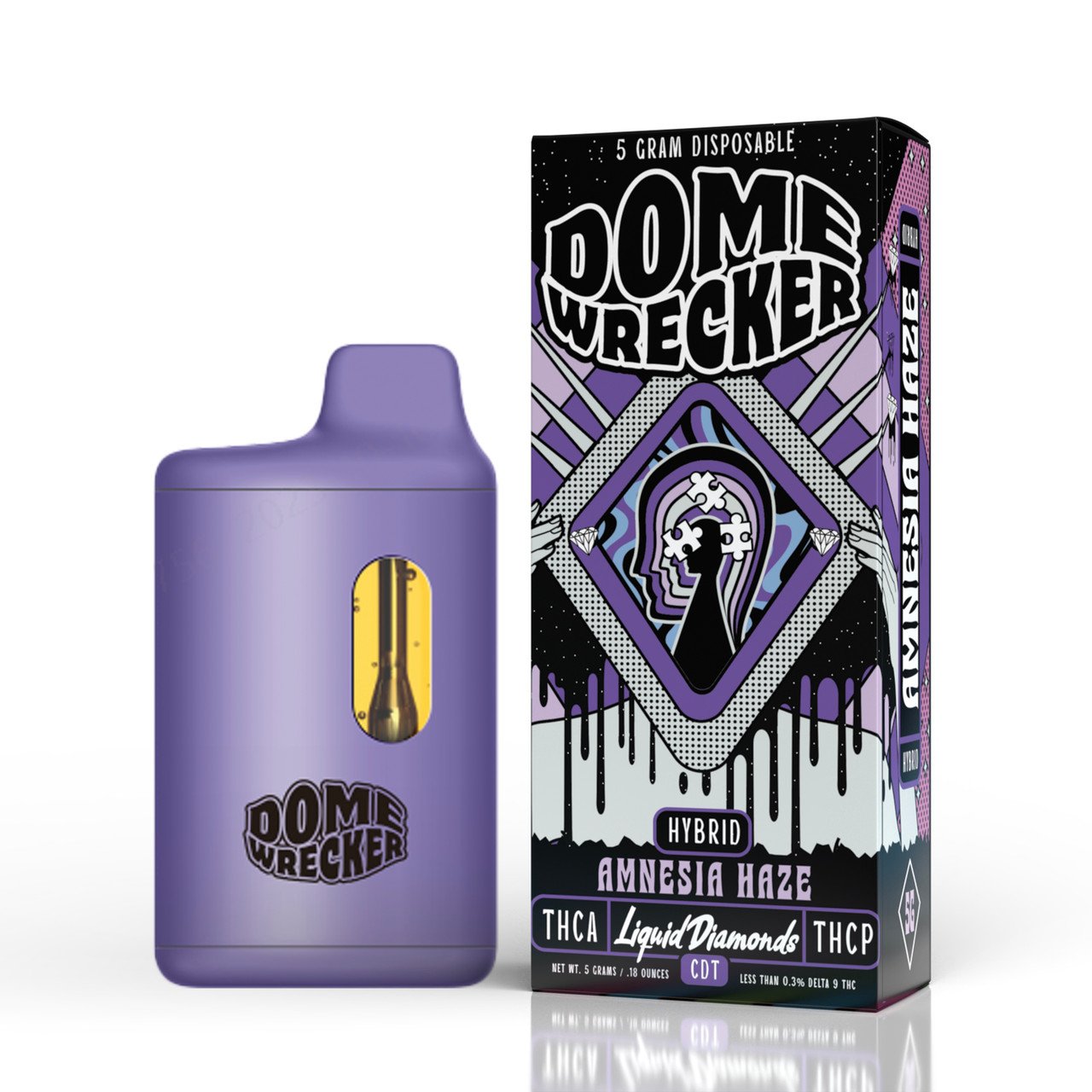 DOME WRECKER (THC-A + LIQUID DIAMONDS + THC-P) 5G DISPOSABLE AMNESIA HAZE (HYBRID) 810096582799