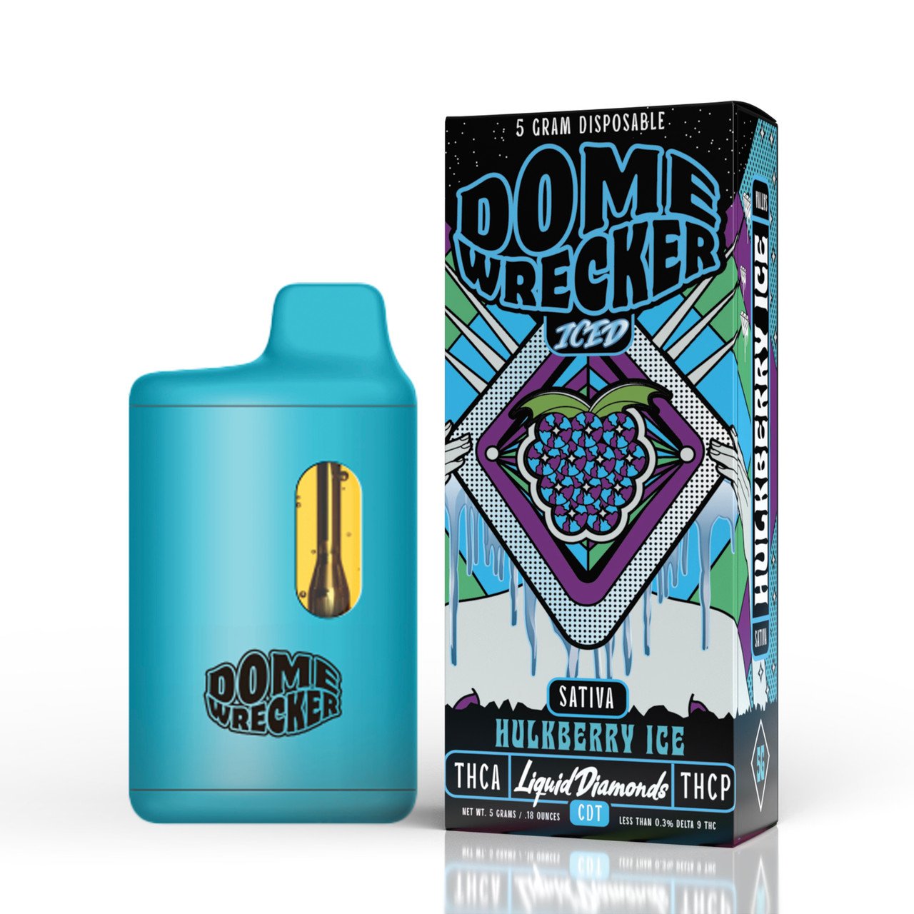 DOME WRECKER (THC-A + LIQUID DIAMONDS + THC-P) 5G DISPOSABLE HULKBERRY ICE (SATIVA) 810096582829