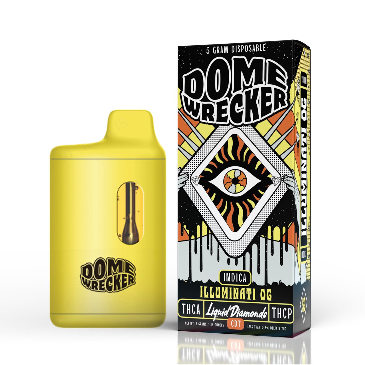 DOME WRECKER (THC-A + LIQUID DIAMONDS + THC-P) 5G DISPOSABLE ILLUMINATI OG (INDICA) 810096582751