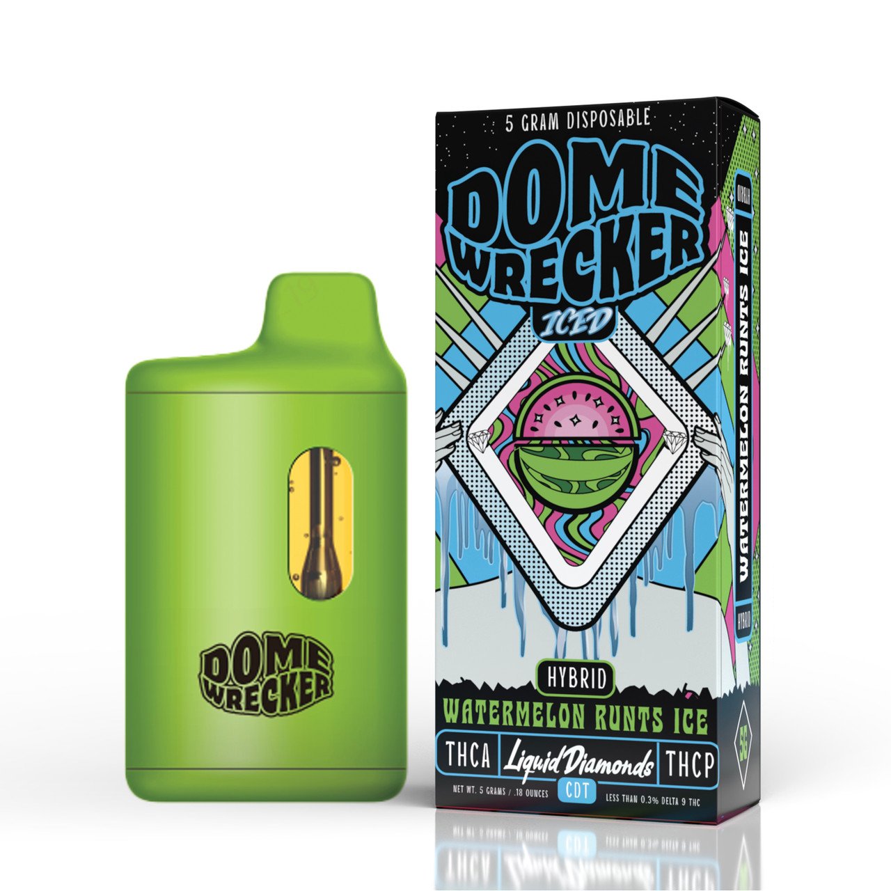 DOME WRECKER (THC-A + LIQUID DIAMONDS + THC-P) 5G DISPOSABLE WATERMELON RUNTS ICE (HYBRID) 810096582782