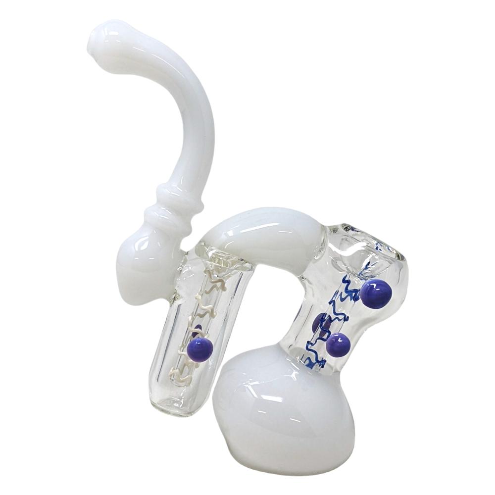 DOUBLE CHAMBER MARBLE SWIRL LINE STEM BUBBLER HAND PIPE (DJ1) JADE WHITE DJHAN0030