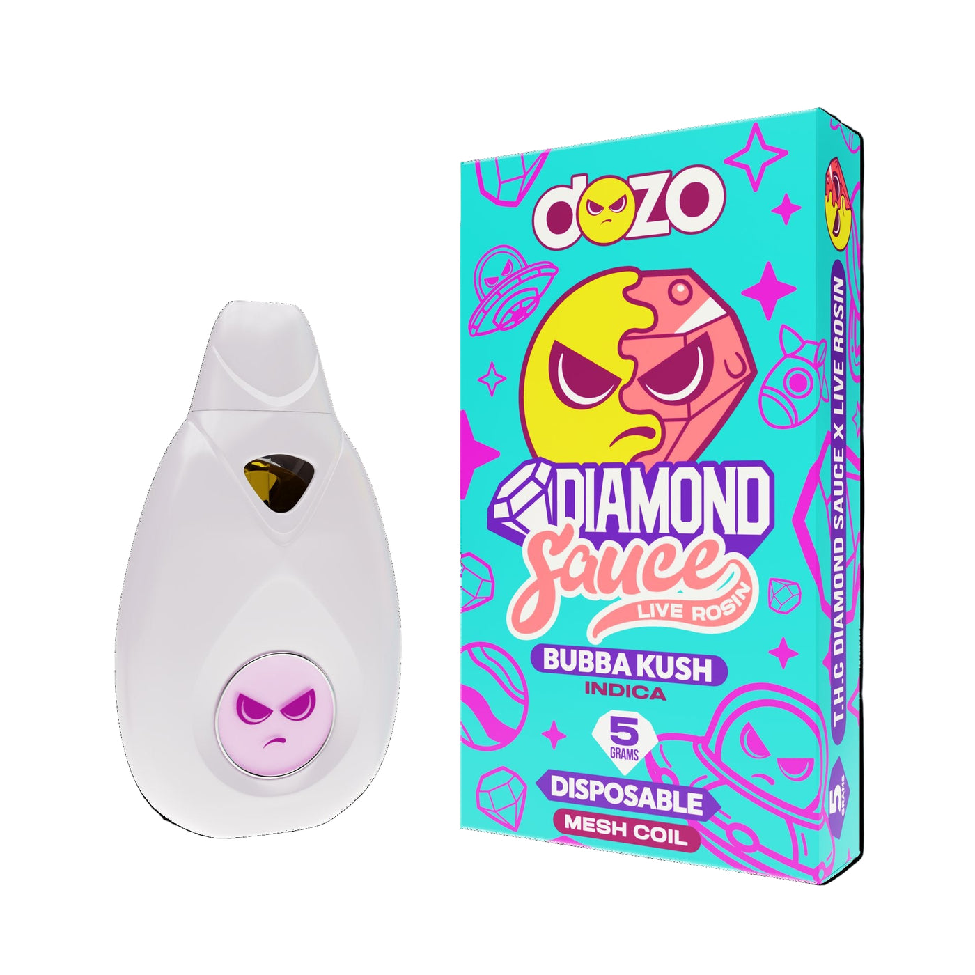 DOZO DIAMOND SAUCE LIVE ROSIN 5 GRAM DISPOSABLE BUBBA KUSH (INDICA) 745978288387
