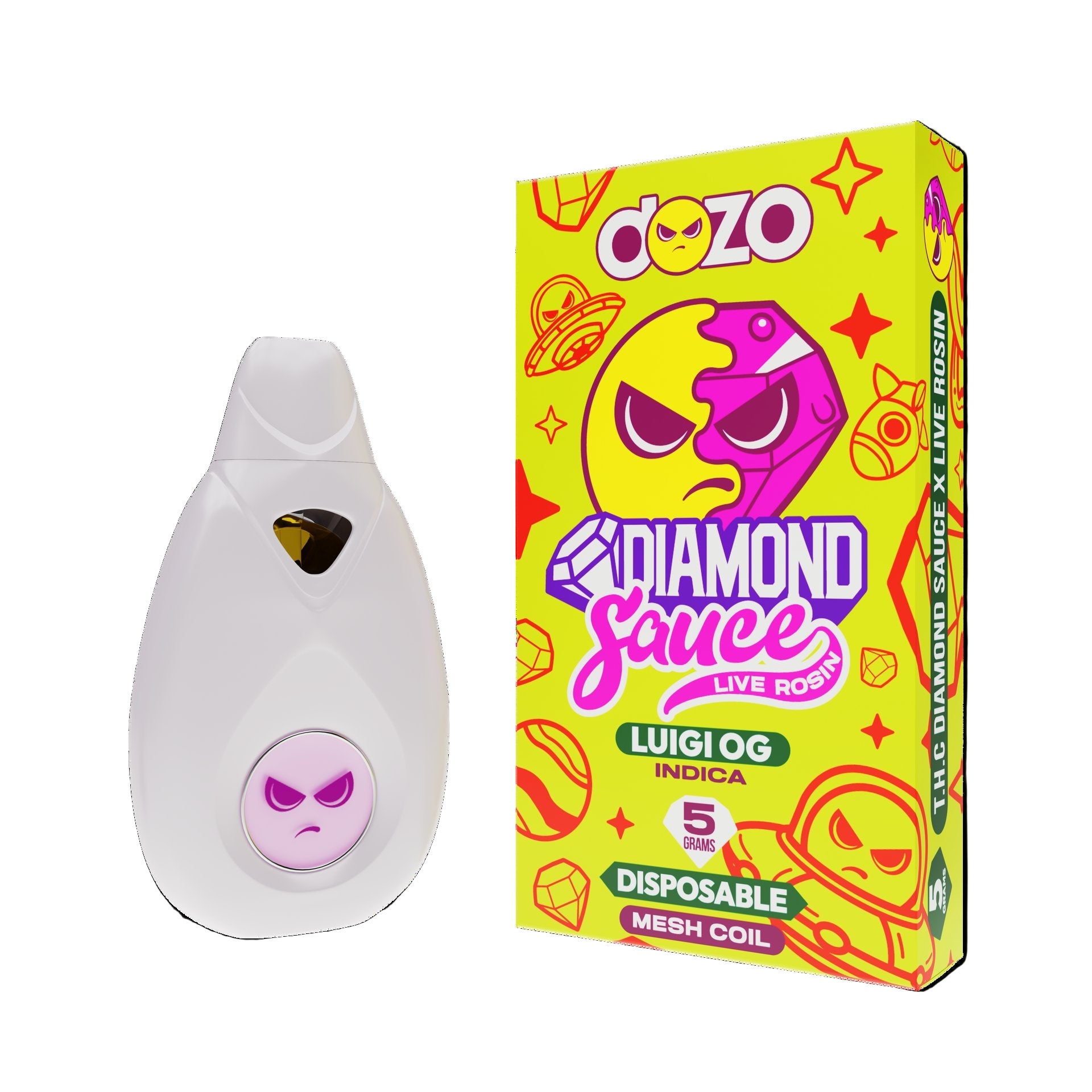 DOZO DIAMOND SAUCE LIVE ROSIN 5 GRAM DISPOSABLE LUIGI OG (INDICA) 745978288394