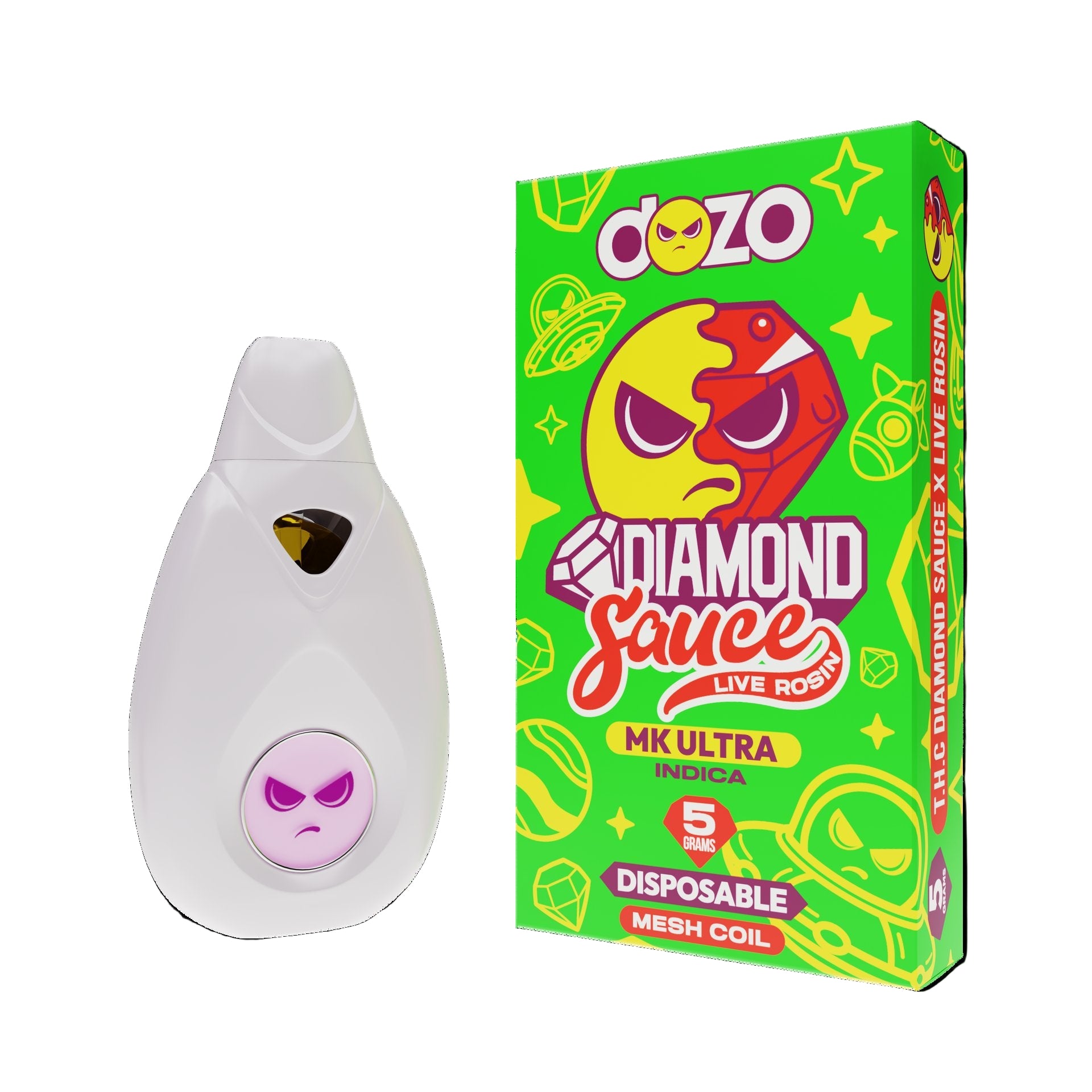 DOZO DIAMOND SAUCE LIVE ROSIN 5 GRAM DISPOSABLE MK ULTRA (INDICA) 745978288448