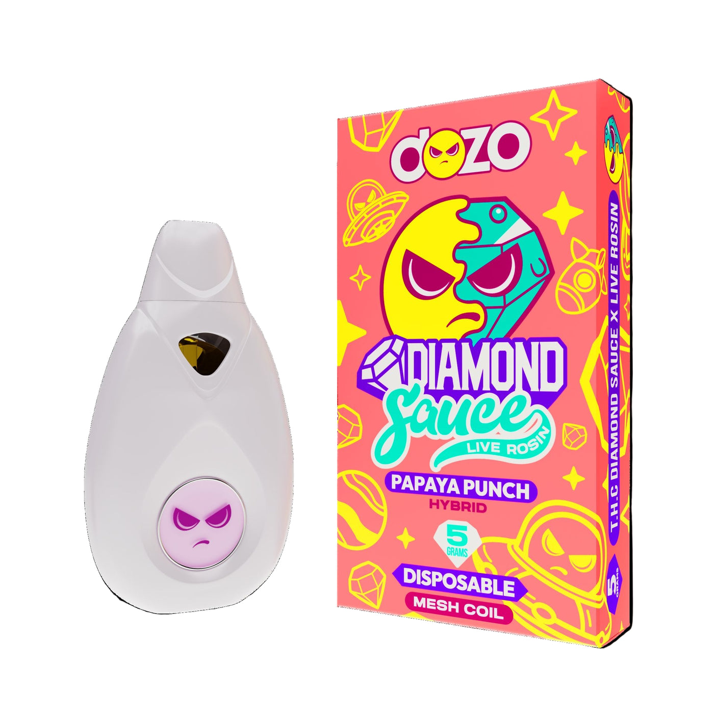 DOZO DIAMOND SAUCE LIVE ROSIN 5 GRAM DISPOSABLE PAPAYA PUNCH (HYBRID) 745978288370