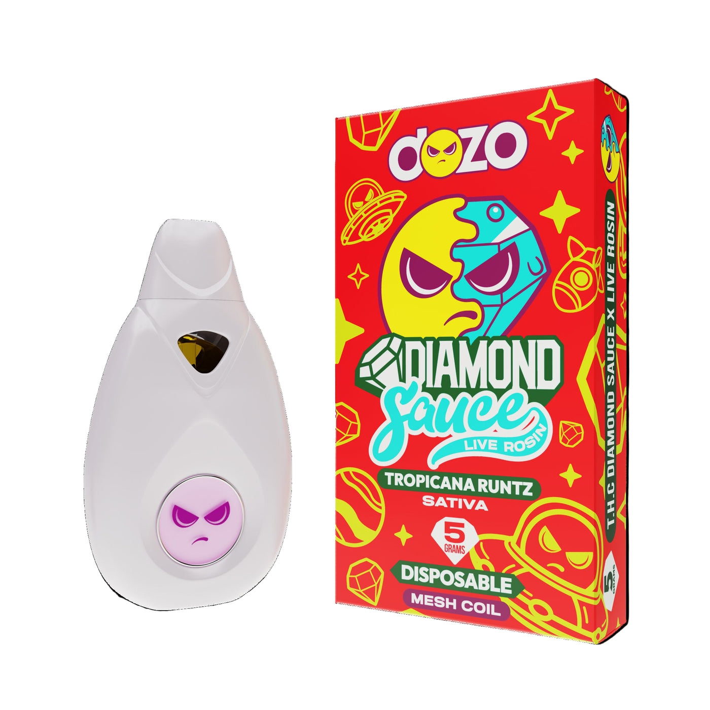 DOZO DIAMOND SAUCE LIVE ROSIN 5 GRAM DISPOSABLE TROPICANA RUNTZ (SATIVA) 745978288356