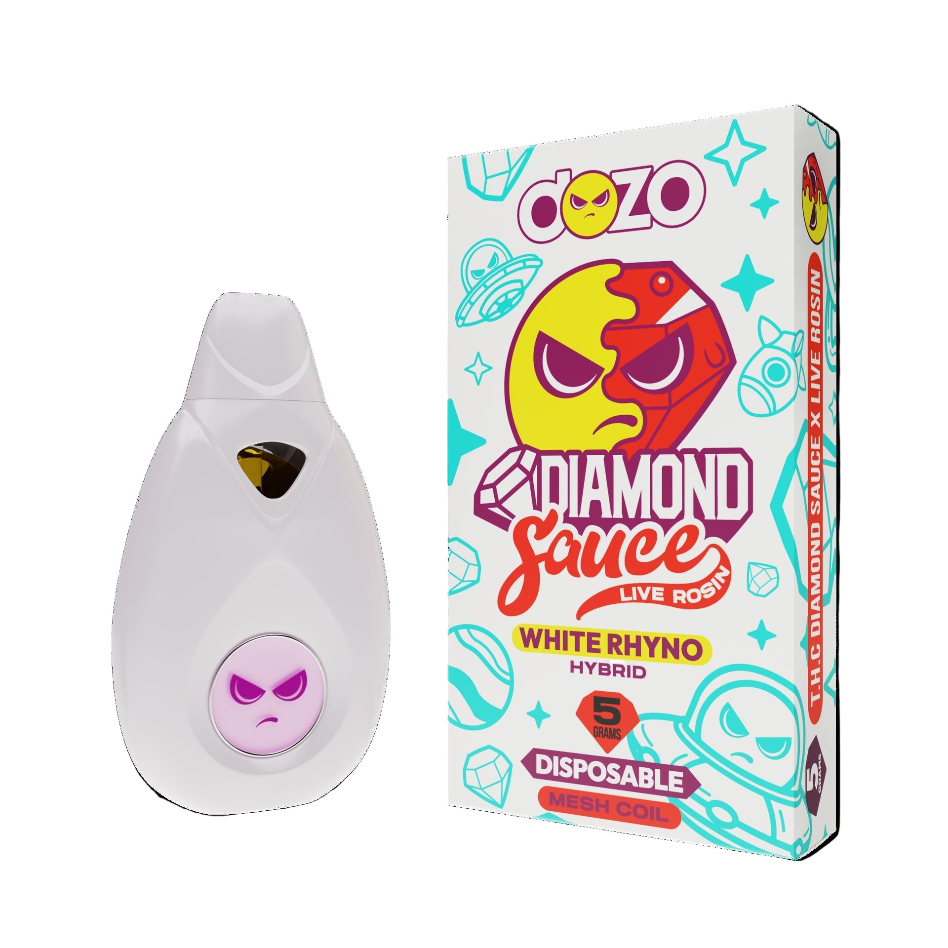 DOZO DIAMOND SAUCE LIVE ROSIN 5 GRAM DISPOSABLE WHITE RHYNO (HYBRID) 745978288431