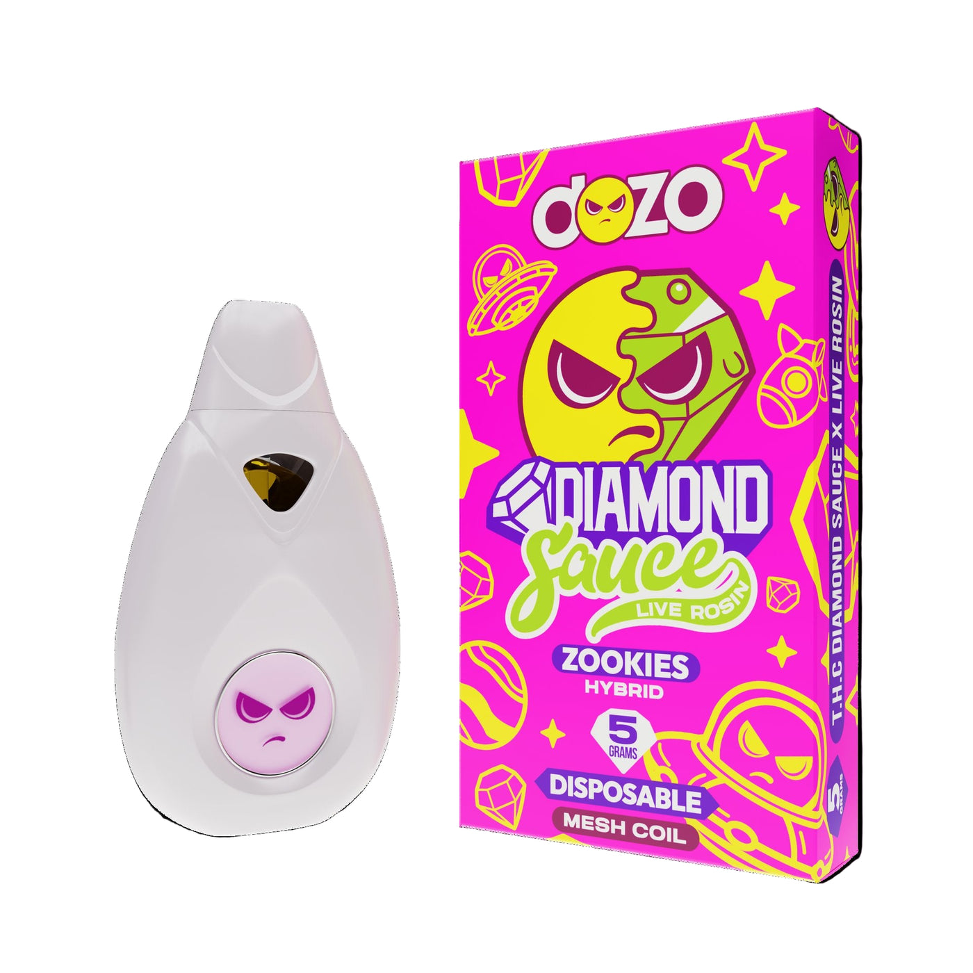 DOZO DIAMOND SAUCE LIVE ROSIN 5 GRAM DISPOSABLE ZOOKIES (HYBRID) 745978288400