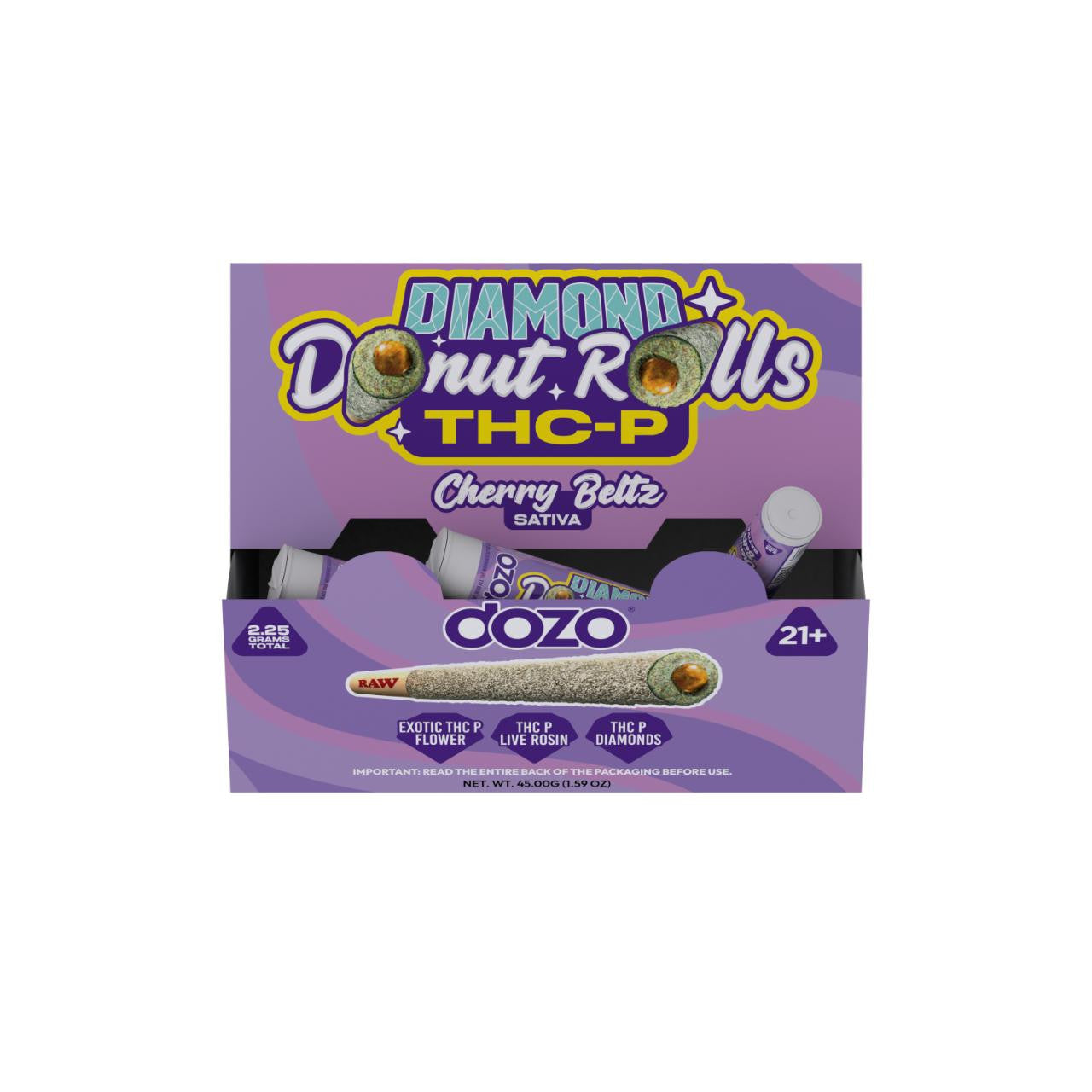 DOZO DIAMOND DONUT ROLLS 2.25 GRAM THC-P PACK (20PK BOX)