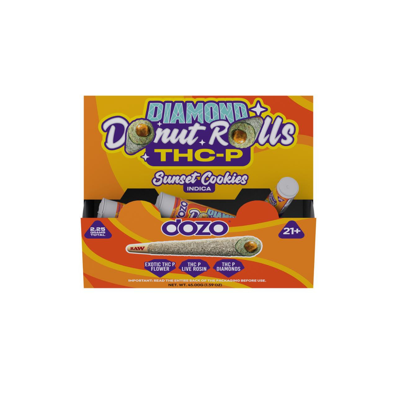 DOZO DIAMOND DONUT ROLLS 2.25 GRAM THC-P PACK (20PK BOX)