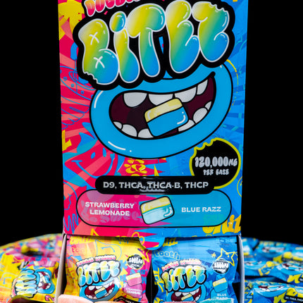 BITEZ DOUBLE STACKED D9 + THC-A + THCA-B + THC-P (2000MG / PACK) / (120,000MG / DISPLAY OF 60)