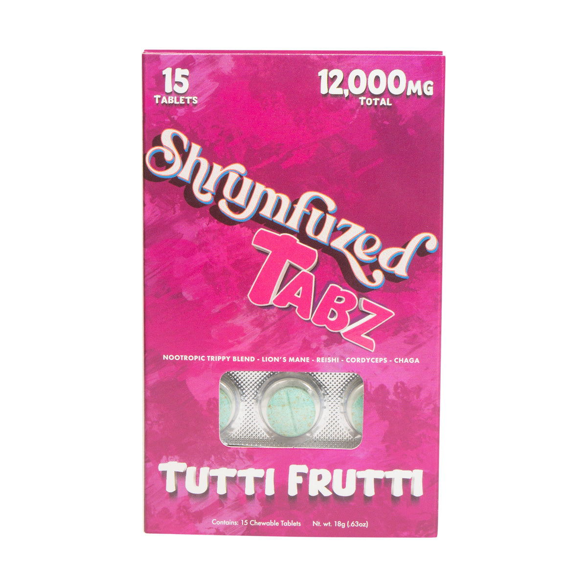 SHRUMFUZED TABZ 800MG CHEWABLE MUSHROOM TABLETS (15CT DISPLAY)