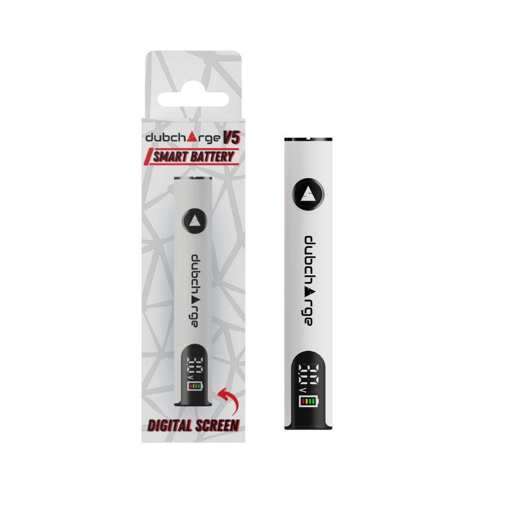 DUBCHARGE V5 SMART BATTERY DIGITAL SCREEN 510 THREAD WHITE 728633778188