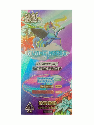 FLYING HORSE GHOST SERIES 10.G 3 IN 1 (3 POD & BATTERY SYSTEM) THCA + THCP + D6 LIVE RESIN