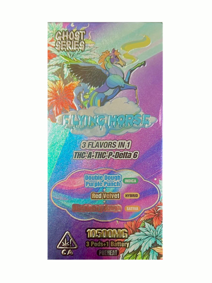 FLYING HORSE GHOST SERIES 10.G 3 IN 1 (3 POD & BATTERY SYSTEM) THCA + THCP + D6 LIVE RESIN