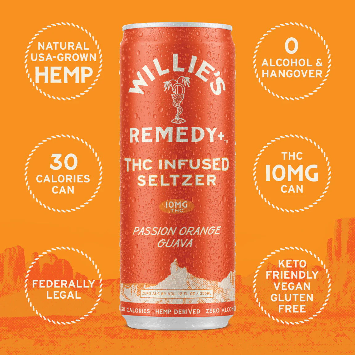 WILLIE'S REMEDY THC INFUSED SELTZER 10MG (4CT PACK)