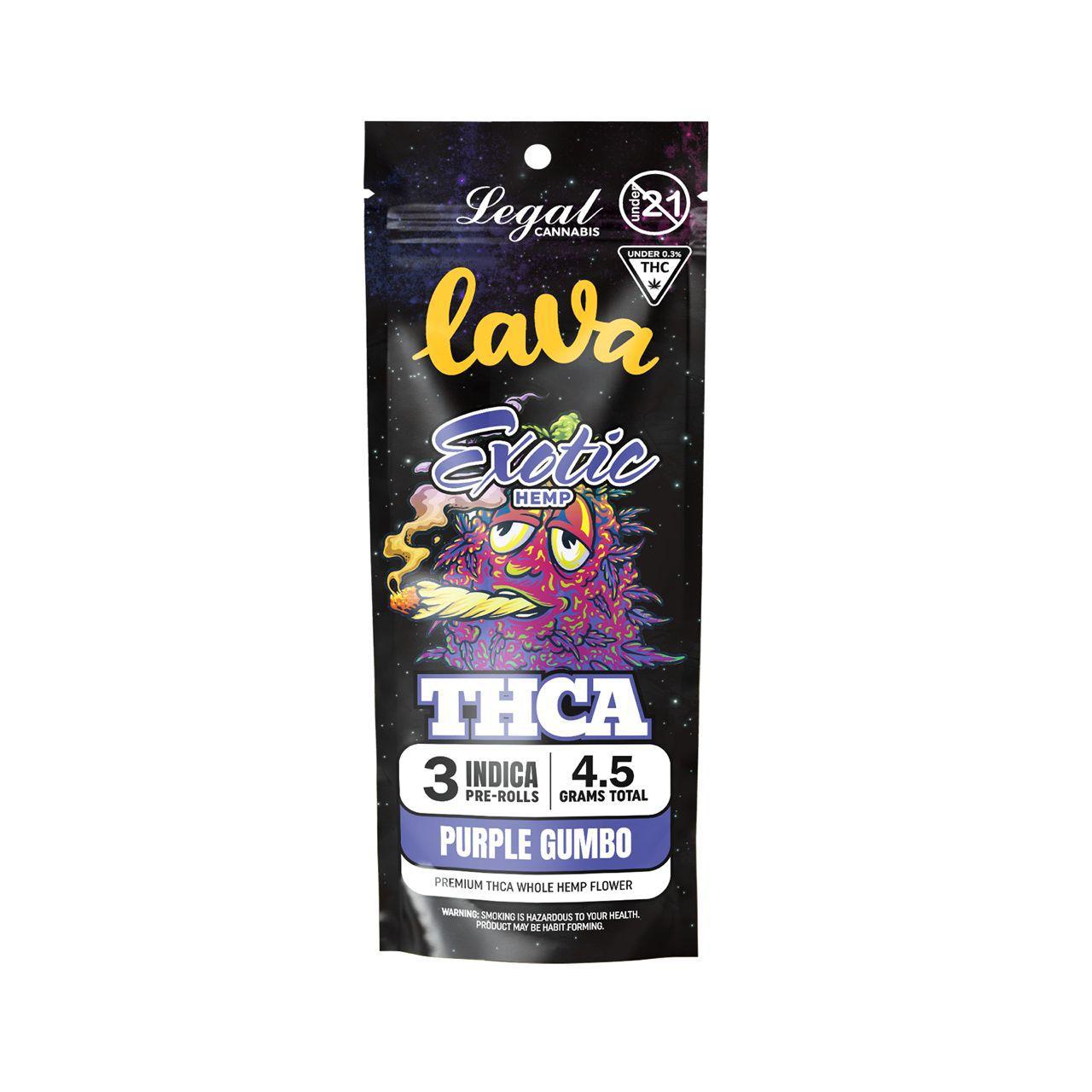 LAVA EXOTIC HEMP THCA PRE-ROLLS (3 X 1.5G EACH)