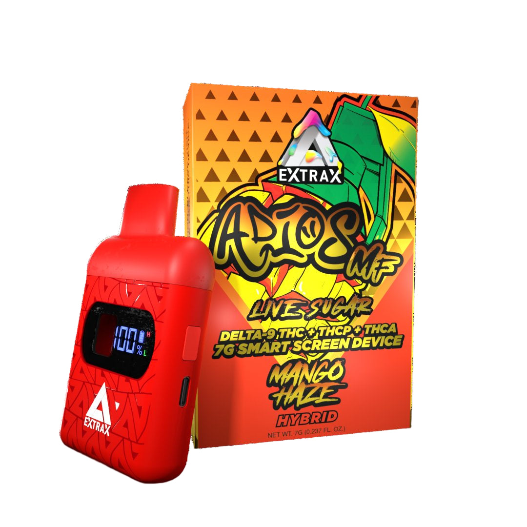 EXTRAX ADIOS MF LIVE SUGAR BLEND (D9THC + THCP + THCA) 7G SMART SCREEN DISPOSABLE MANGO HAZE (HYBRID) 811960032440