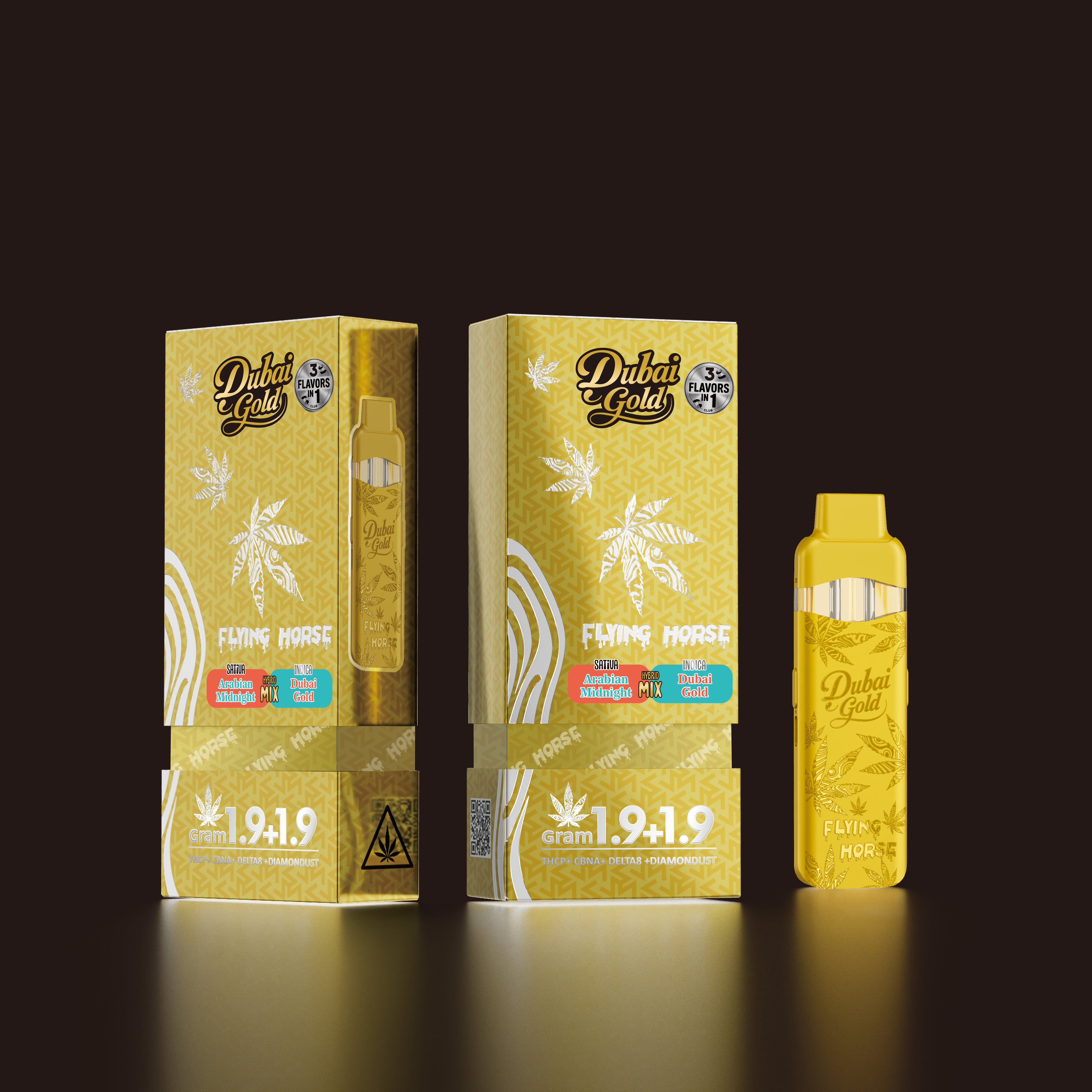 FLYING HORSE (THC IX + THC-P + THC VIII) 9 GRAM DUBAI GOLD DISPOSABLE (5CT BOX)