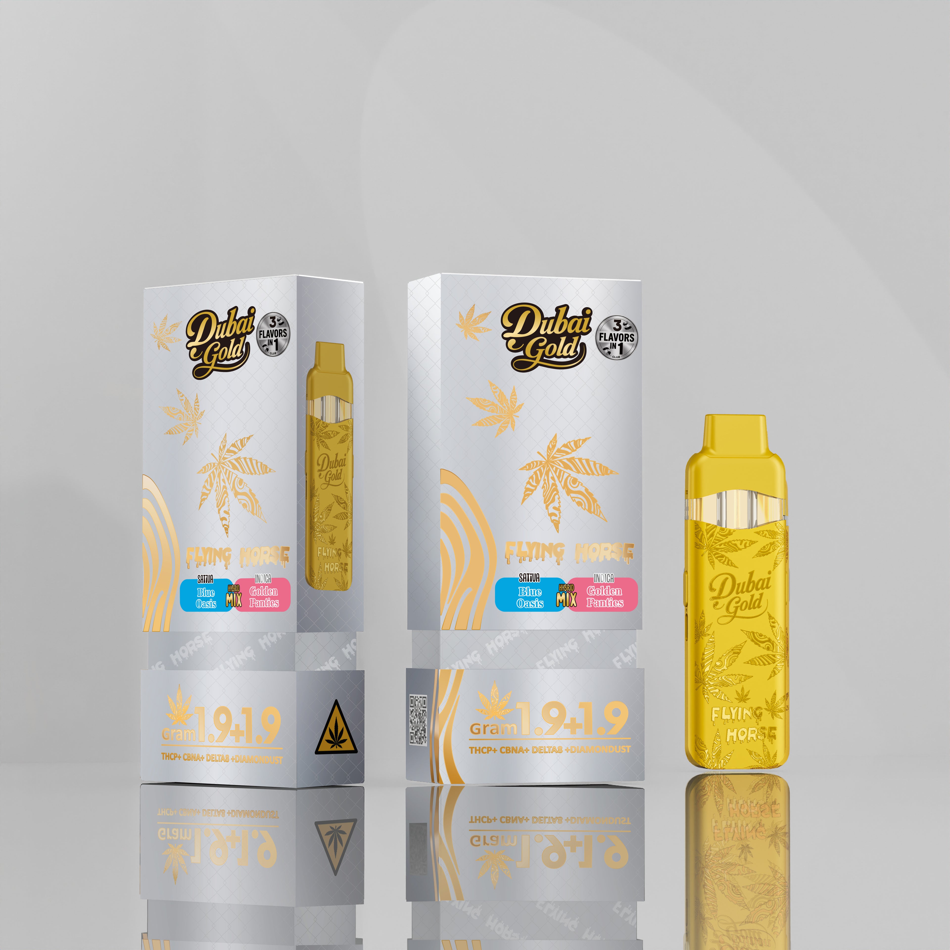 FLYING HORSE (THC IX + THC-P + THC VIII) 9 GRAM DUBAI GOLD DISPOSABLE (5CT BOX)