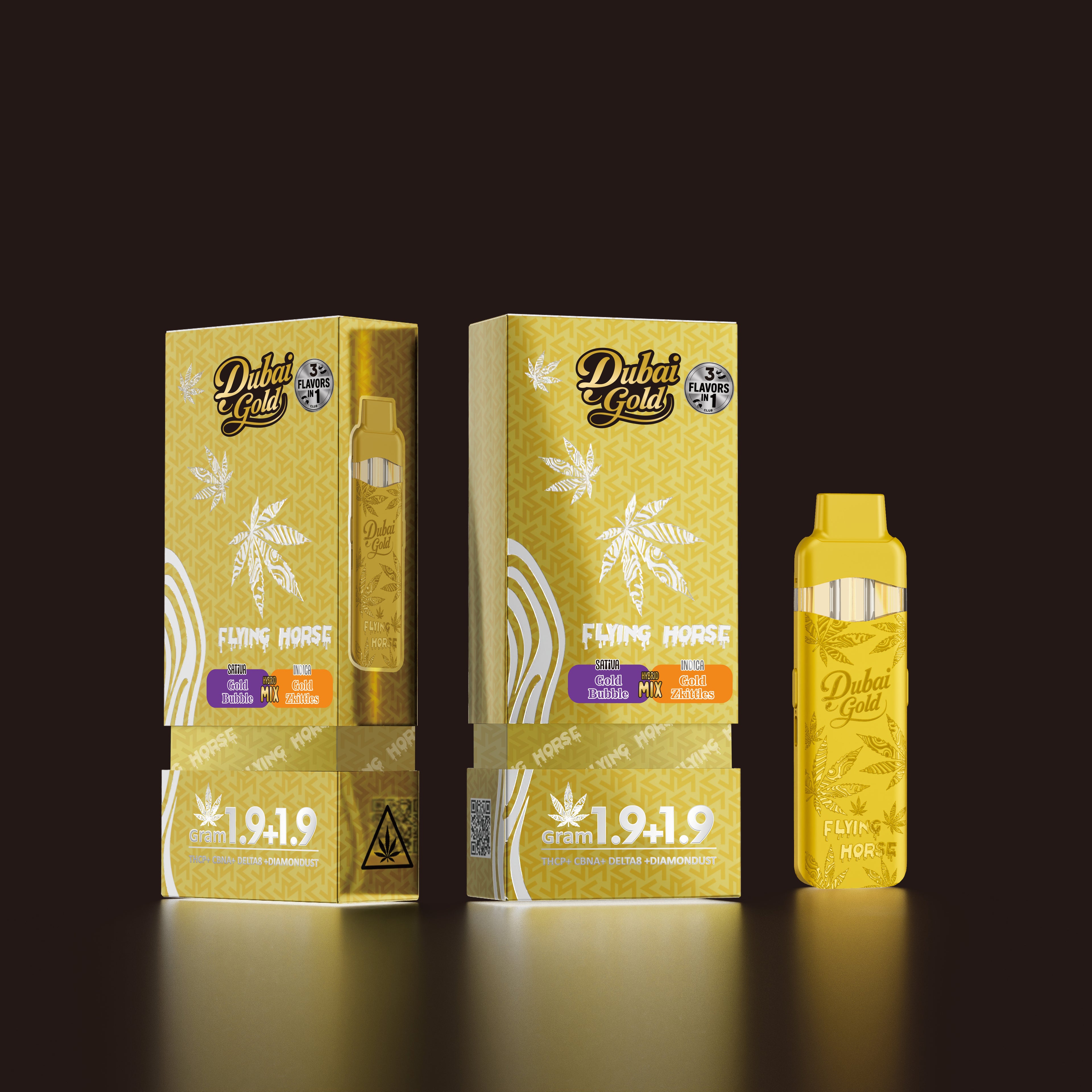 FLYING HORSE (THC IX + THC-P + THC VIII) 9 GRAM DUBAI GOLD DISPOSABLE (5CT BOX)