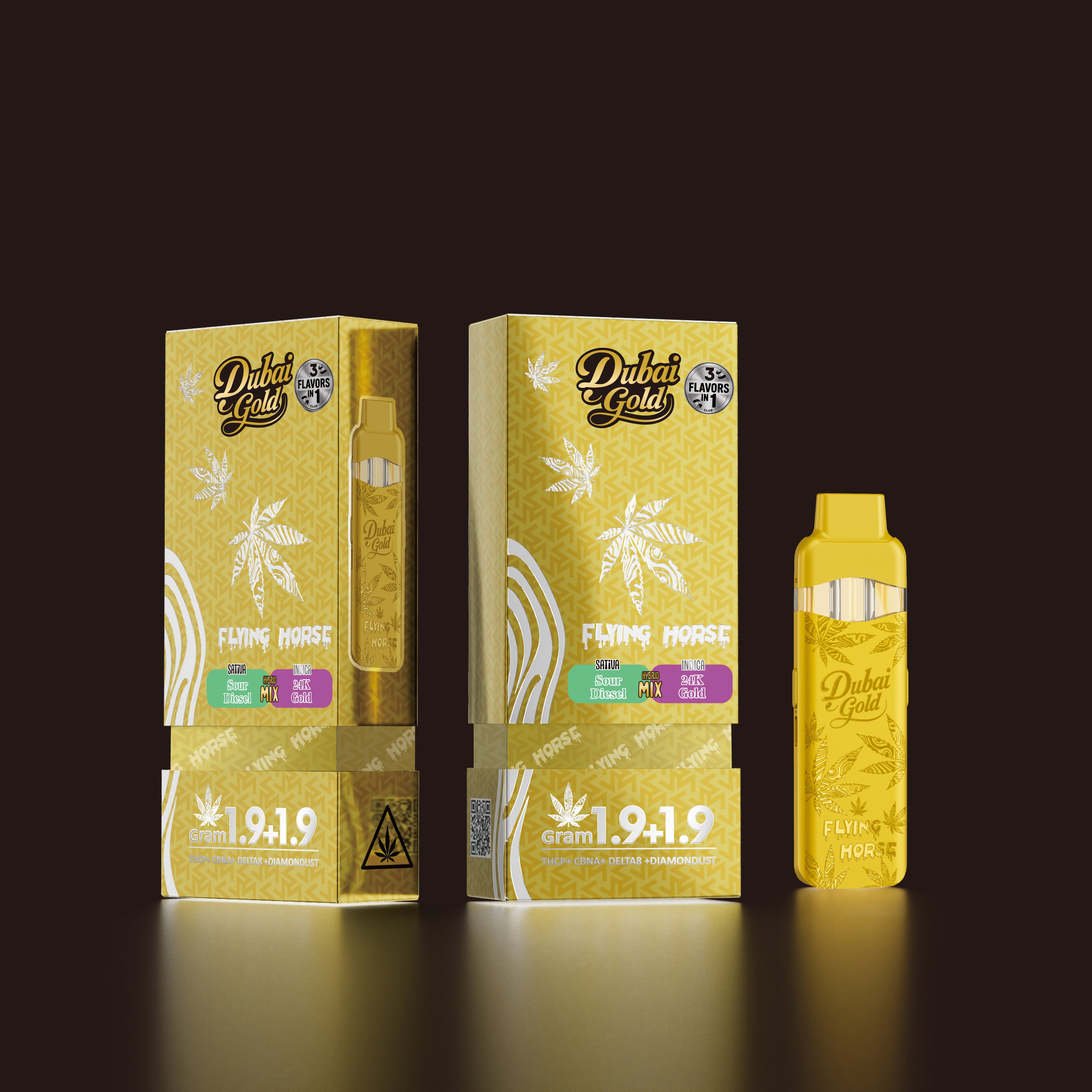 FLYING HORSE (THC IX + THC-P + THC VIII) 9 GRAM DUBAI GOLD DISPOSABLE (5CT BOX)