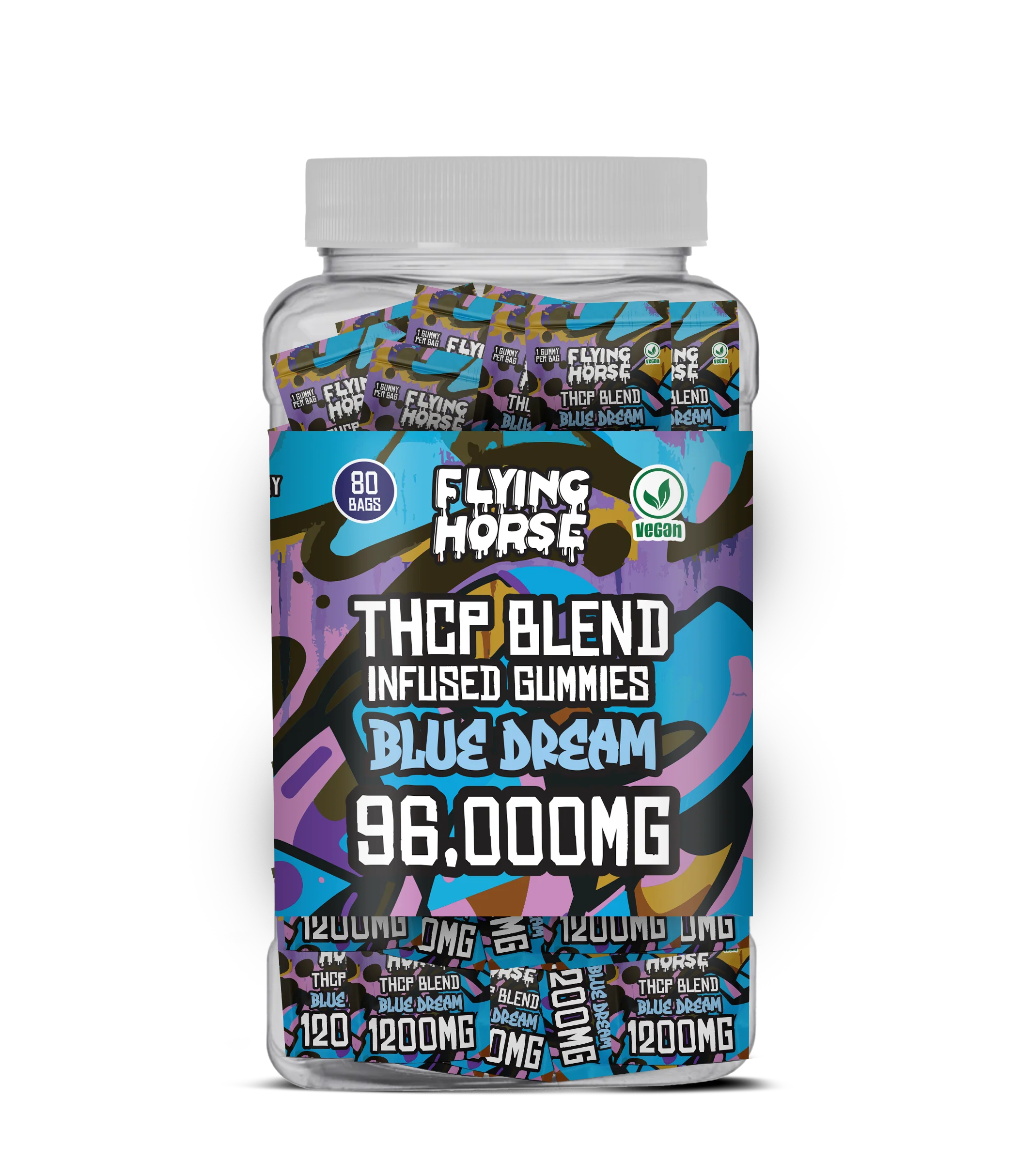 FLYING HORSE THCP BLEND INFUSED GUMMIES 1200MG/GUMMY (80CT JAR)
