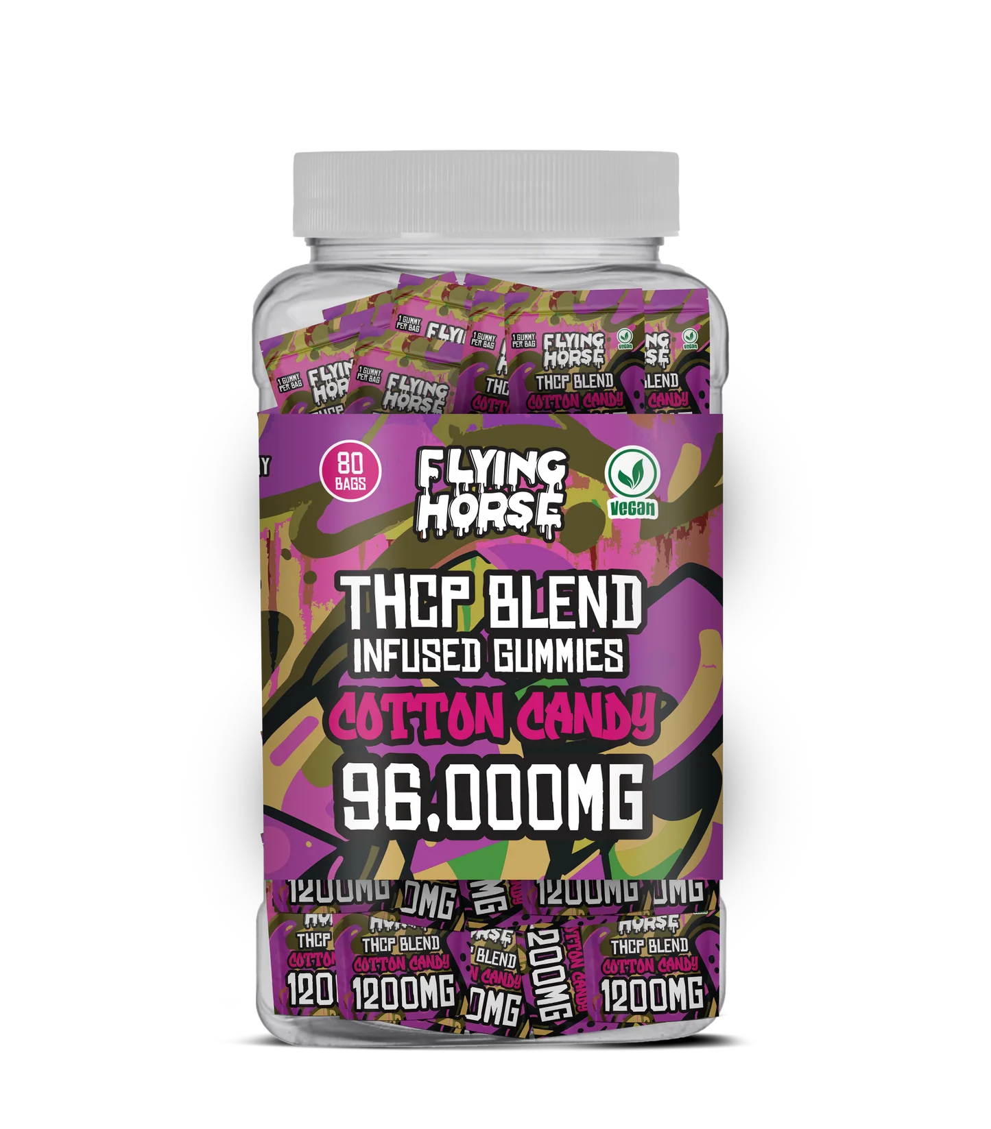 FLYING HORSE THCP BLEND INFUSED GUMMIES 1200MG/GUMMY (80CT JAR)
