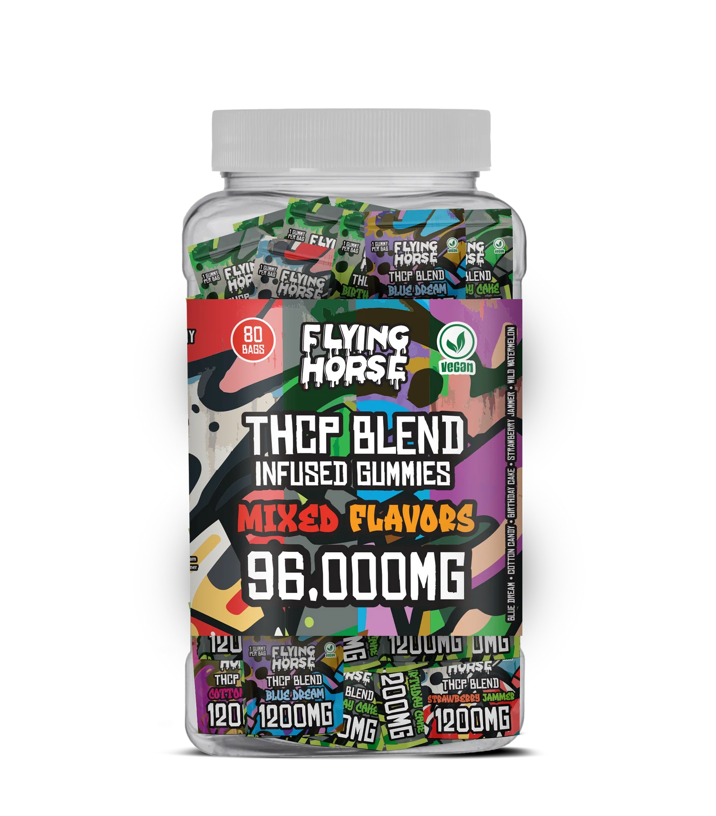 FLYING HORSE THCP BLEND INFUSED GUMMIES 1200MG/GUMMY (80CT JAR)