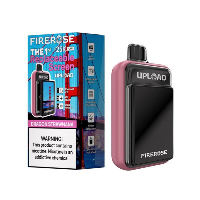 FIREROSE UPLOAD 25K DISPOSABLE KIT (WITH SCREEN) (5CT DISPLAY) DRAGON STRAWNANA 6942035620720