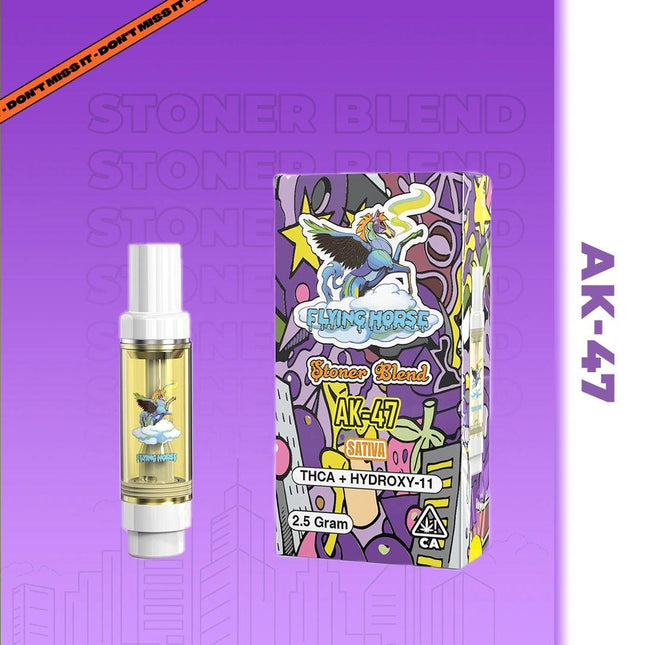FLYING HORSE BLACK EDITION 2 FLAVORS 7 GRAMS(THC-A + THC-P + D6 + D8 LIVE RESIN) DISPOSABLE AK-47 (SATIVA) + P CRUSH (INDICA) 840352518316