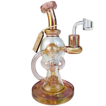CHEECH GLASS 8" FUMED GLORY RECYCLER W/ FREE DAB PAD (CHE-188) GOLD CHE-188GOLD