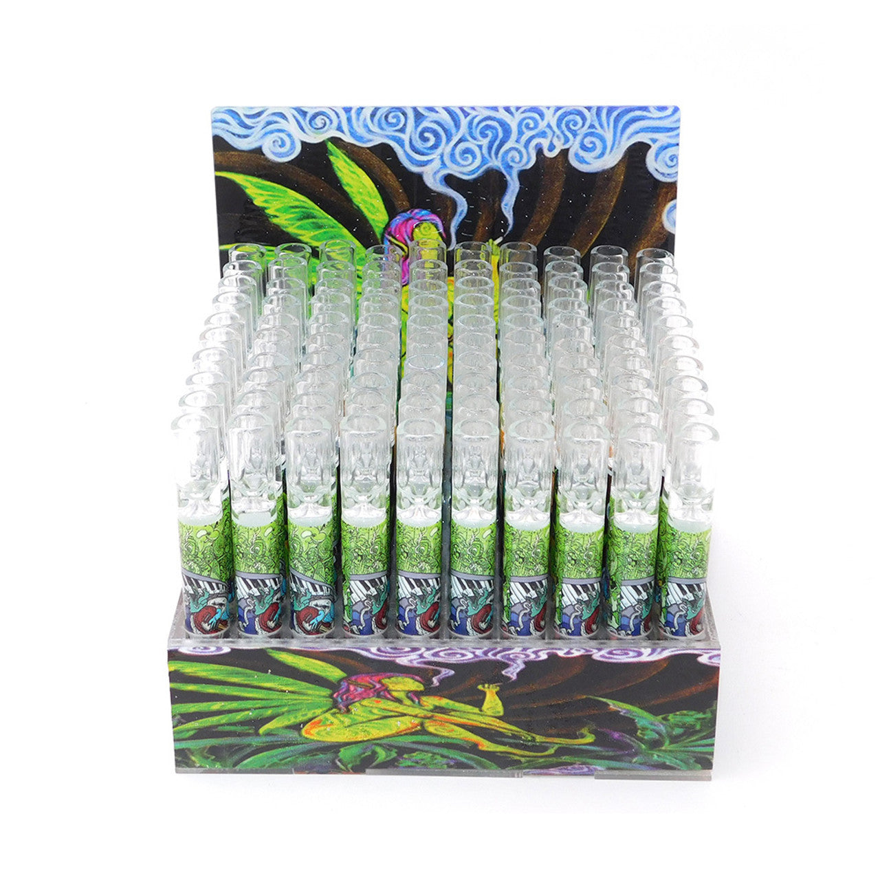 GLASS ONE HITTER ASSORTED DESIGN 100CT/DISPLAY