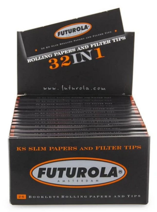 FUTUROLA KING SIZE SLIM ROLLING PAPERS + FILTER TIPS (26CT/BOX)