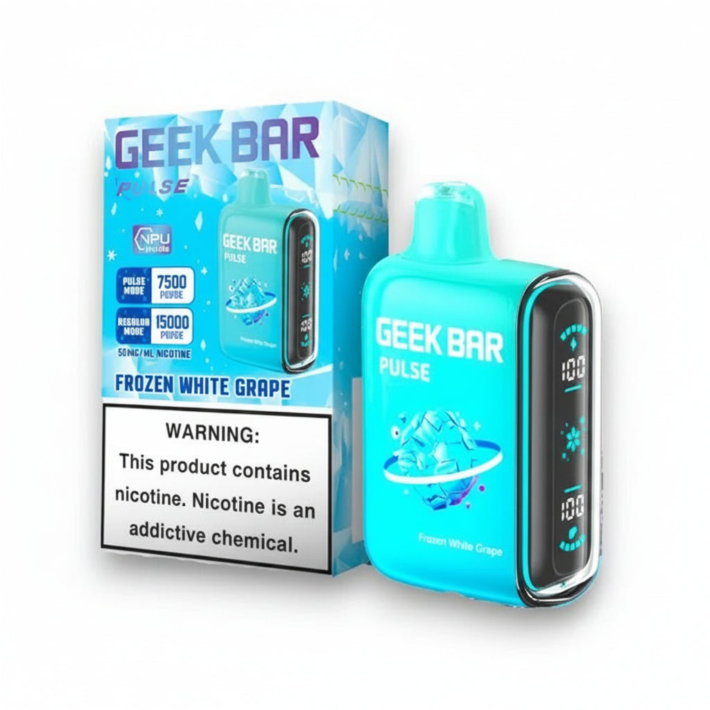 GEEK BAR PULSE 15000 5% DISPOSABLE 5CT DISPLAY WHITE GRAPE (FROZEN) 810125439179