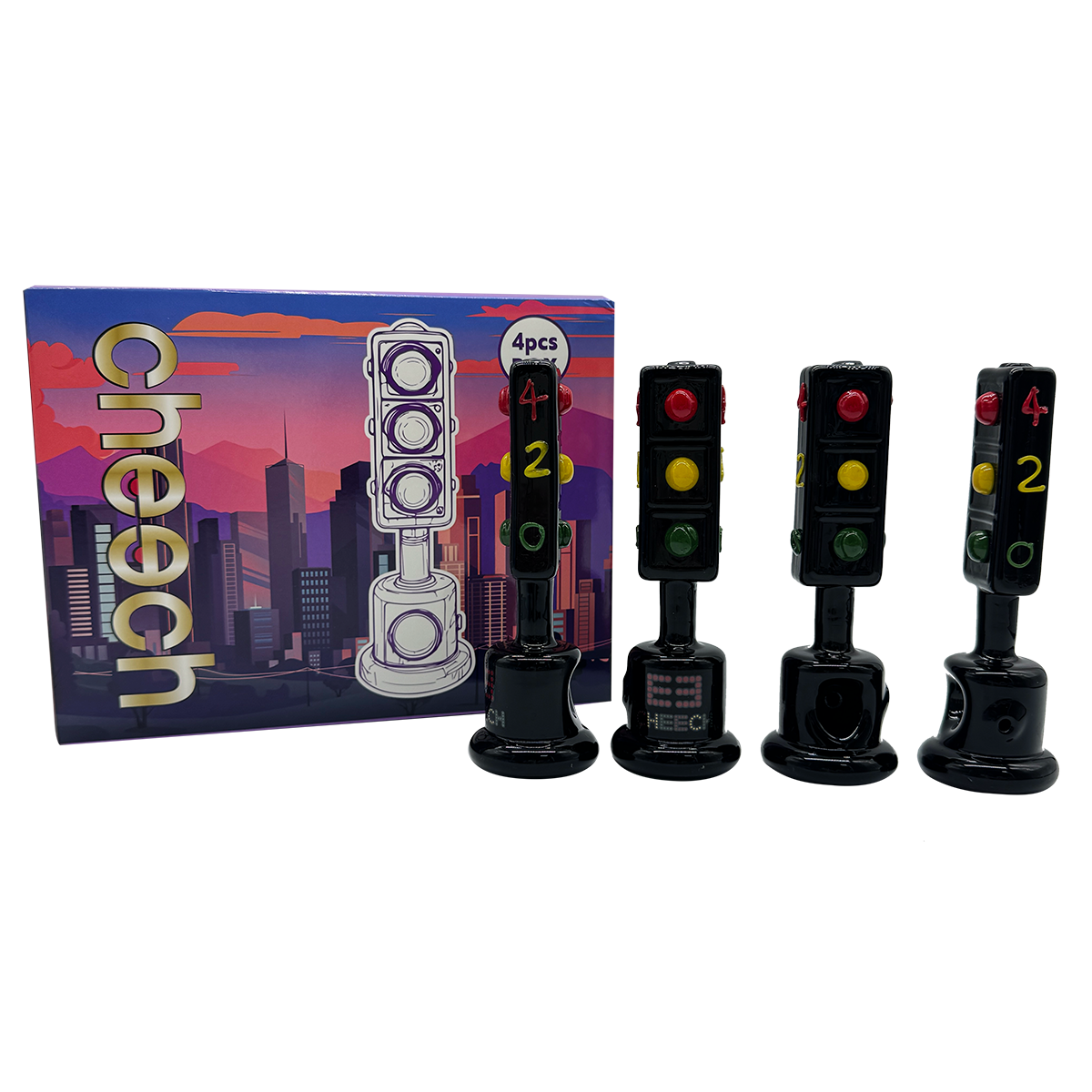 CHEECH 5.3in "HIGHWAY TO PUFF ZONE" HANDPIPE SET OF 4 (GHP-1615)