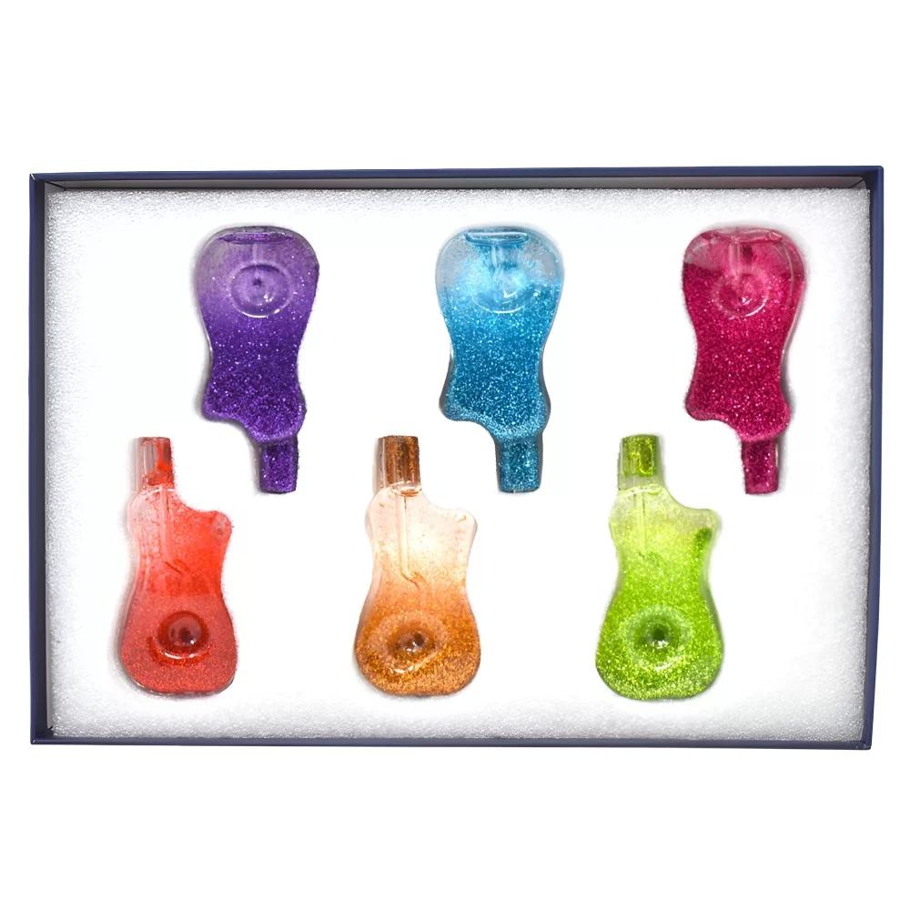 APEX GLASS HANDPIPE SET | GUITER WITH GLITTER W/ GLITTER 12CT HPD41