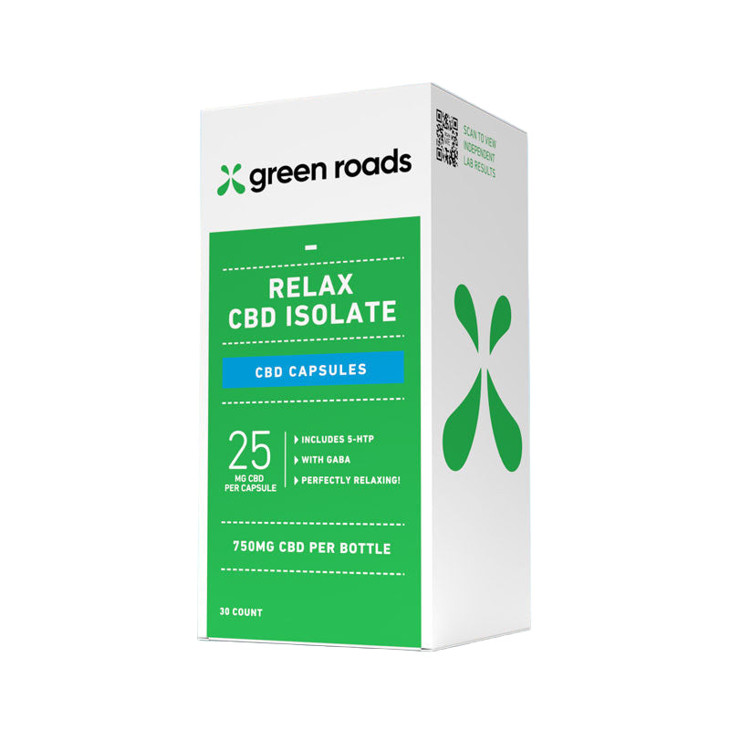 GREEN ROADS 25MG CBD ISOLATE CAPSULES (30CT/JAR) | RELAX