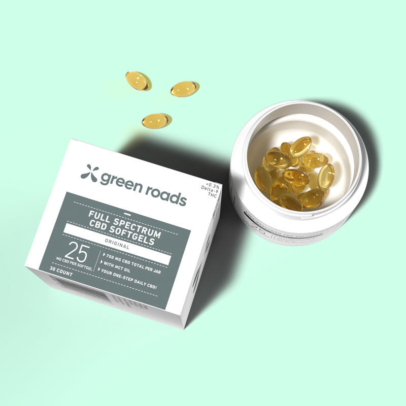 GREEN ROADS FULL SPECTRUM CBD SOFTGELS (750MG/JAR, 30CT JAR)