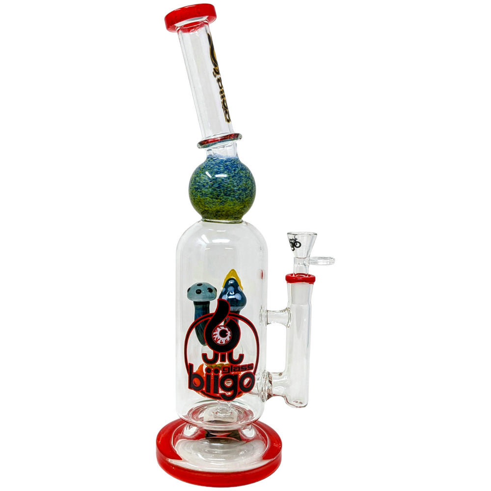 BIGO 14" SPIKED MUSHROOM PERC WATER PIPE | RED