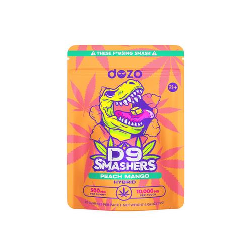 DOZO D9 SMASHERS 500MG/GUMMY 10,000MG PER POUCH PEACH MANGO (HYBRID) 764333521440