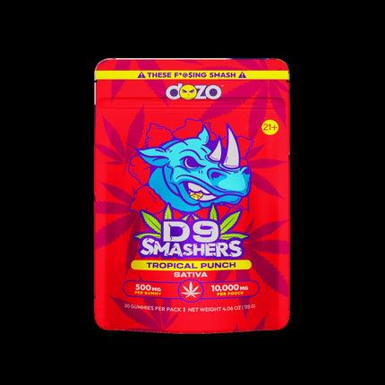 DOZO D9 SMASHERS 500MG/GUMMY 10,000MG PER POUCH TROPICAL PUNCH (SATIVA) 745978288646