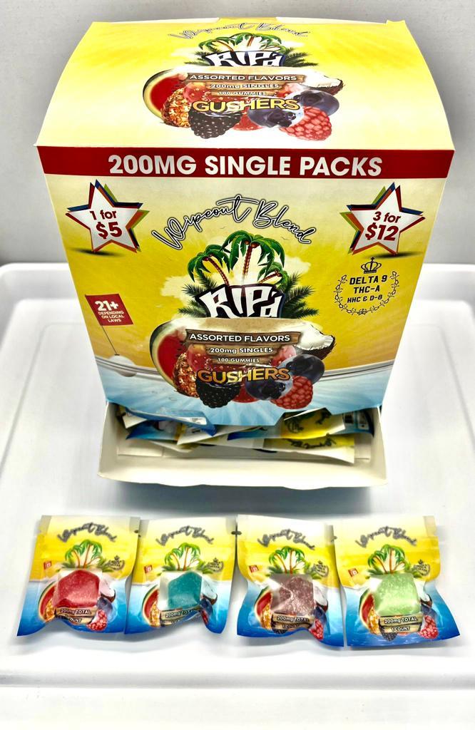 RIP'D GUSHERS GUMMIES WIPEOUT BLEND (DELTA-9 + THC-A + HHC + DELTA-8) 100CT/DISPLAY 200MG/GUMMY