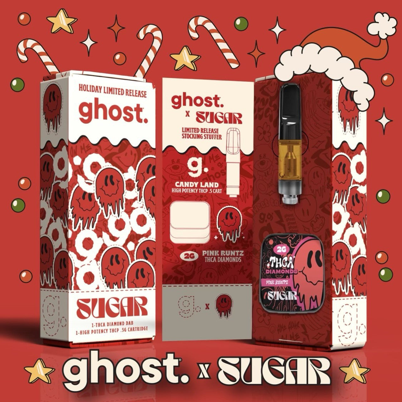 GHOST X SUGAR LIMITED HOLIDAY RELEASE 1 THC-A DAB & 1 HIGH POTENCY 0.5G CART